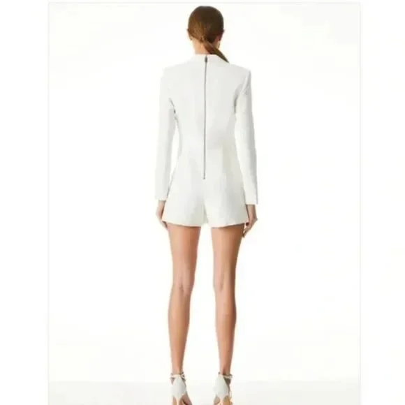 NWT Alice + Olivia Kyrie White Tuxedo Skort Romper - Size 2 - Picture 6 of 13